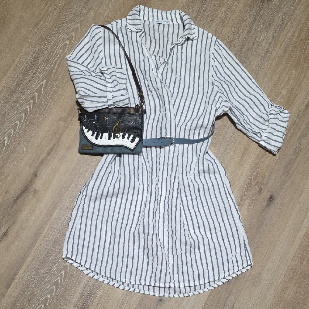 Tempo Paris Italian Linen Striped Tunic Dress